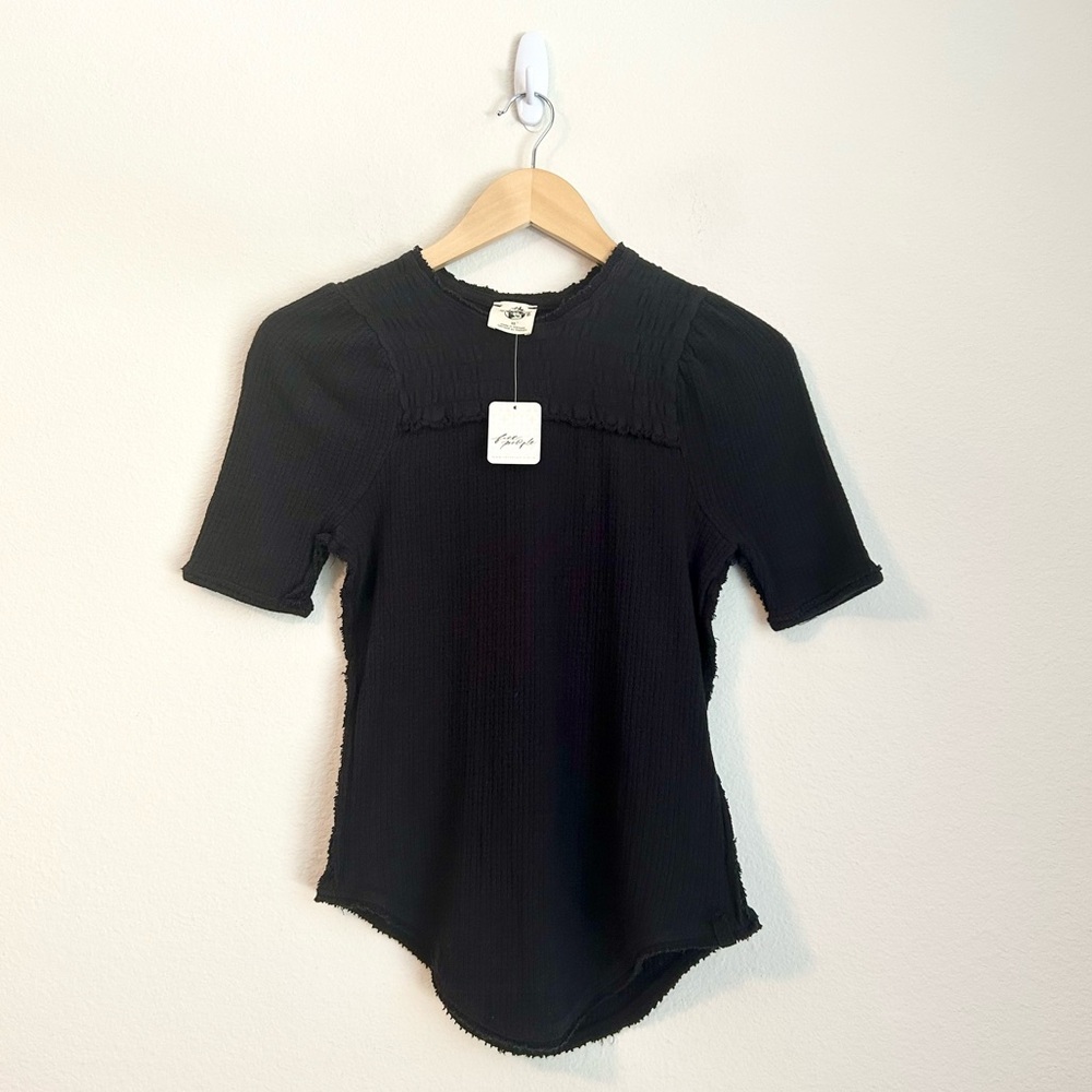 NWT Free People We The Free Care Red Delicious Shirt Black, XS